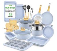 NutriChef Non Stick Cookware 22-Piece, Pots and Pans with Multi-Sized Pan, Pot, Kitchen Tools, Heat-Resistant Handles, for Induction, Ceramic, Electric, Gas Hobs, Moon Grey
