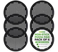 NutriChef Non-Stick Pizza Pan Set 6-Pack 33cm, Carbon Steel Baking Steel Tray for Oven, Baking Accessories with Cutting Board, Container, Plates, Pans with Holes, Dishwasher Safe