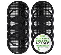NutriChef Nonstick Pizza Pan Tray for Oven 33cm, Set of 10 Perforated Carbon Steel Baking Accessories with Holes, Easy Clean Plates, Dishwasher Safe Container and Cutting Board