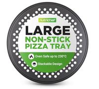 NutriChef Nonstick Pizza Tray | 32cm Perforated Carbon Steel Baking Pan