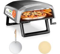 NutriChef Outdoor Pizza Oven with 360° Rotating Pizza Stone | Adjustable Heat Control Dial, Includes Pizza Peel, Stone & Regulator with Hose | Cooks 12" Pizza in 60 seconds | 25.2 x 16.1 x 14 IN