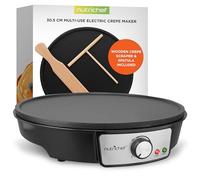 NutriChef Pancake Maker Electric Crepe Machine - Non-Stick 30 cm Hot Plate with Temperature Control & LED Light, Cook Crepes, Eggs, Omelettes | Includes Batter Spreader & Wooden Spatula