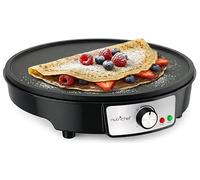 NutriChef Pancake Maker Electric Crepe Machine - Non-Stick 30 cm Hot Plate with Temperature Control & LED Light, Cook Crepes, Eggs, Omelettes | Includes Batter Spreader & Wooden Spatula