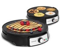 NutriChef Pancake Maker Electric Crepe Machine - Non-Stick Reversible 30 cm Hot Plate with Temperature Control & LED Light, Cook Crepes, Eggs, Omelettes | Includes Batter Spreader & Wooden Spatula