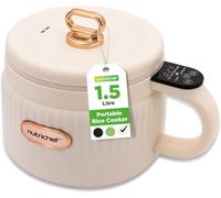 NutriChef Portable Electric Rice Cooker, 1.6L Mini Cooker with Non-Stick Cerami