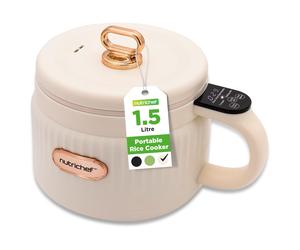 NutriChef Portable Electric Rice Cooker, 1.6L Mini Cooker with NonStick Ceram...