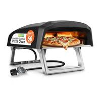 NutriChef Portable Gas Pizza Oven 30cm - Outdoor Pizza Oven with 360° Rotating Stone, Stainless Steel Design, Ready in 60 Seconds