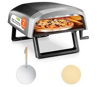 NutriChef Portable Outdoor Gas Pizza Oven - 12 Inch, Rotating Pizza Stone, Quick Heating, Premium Stainless Steel, Ready in 60 Seconds