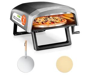 NutriChef Portable Outdoor Gas Pizza Oven - 12 Inch, Rotating Pizza Stone, Quick Heating, Premium Stainless Steel, Ready in 60 Seconds