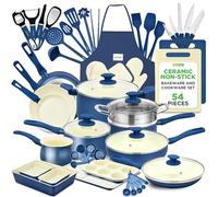 NutriChef Pots and Pans Set Non-Stick Cookware, 54-Piece Nonstick Multi-Sized Pot and Pan Sets with Lids, Kitchen, Bakeware, Induction Compatible, PFOA-Free, Blue
