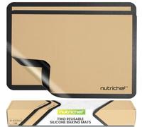 NutriChef Silicone Mat Set - 2 Non-Stick Reusable Oven Liners 62 cm x 42 cm, Food-Grade Oven Safe 250°C, Sheets for Pastry, Dough, Cookies & Kitchen Accessories, Black