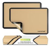 NutriChef Silicone Mat Set - 2 Non-Stick Reusable Oven Liners 62 cm x 42 cm, Food-Grade Oven Safe 250°C, Sheets for Pastry, Dough, Cookies & Kitchen Accessories, Black