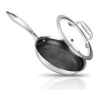 Nutrichef 8" Stainless Steel Frying Pan - Triply Kitchenware Stir Fry Pan Kitchen Cookware w/Dakin Etching Non-Stick Coating, Scratch-Resistant Raised-up Honeycomb Fire Textured Pattern NC3PL8