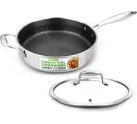 NutriChef Stainless Steel Saute Pan with Lid 28cm, 3.2L Non-Stick Deep Frying P