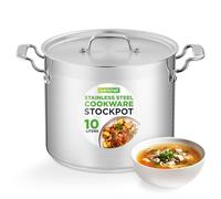 NutriChef 10 litres Stainless Steel Stockpot with Stainless Steel Lid - 18/8 Heavy Duty Large Stock Pot for Stew & Soup, Works w/Induction hub