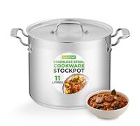 NutriChef 10 litres Stainless Steel Stockpot with Stainless Steel Lid - 18/8 Heavy Duty Large Stock Pot for Stew & Soup, Works w/Induction hub