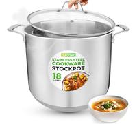 NutriChef 19-Quart Stainless Steel Stock Pot - 18/8 Food Grade Stainless Steel Heavy Duty Induction Large Stock Pot, Stew Pot, Simmering Pot, Soup Pot with See Through Lid - NCSP20