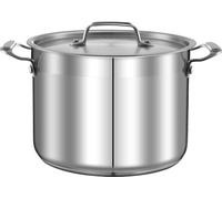 NutriChef 8 Qt Heavy-Duty Stockpot with Stainless Steel Lid - Induction Compatible Cooking Pot, Ideal for Soups and Stews, Silver