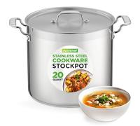NutriChef Stainless Steel Stock Pot with Lid, 18.9L Big Stockpots for Stew, Soup, Pasta, Meat- Induction Ready, Large Cooking Pot with Ergonomic Handles