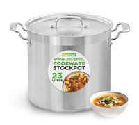 NutriChef Stainless Steel Stock Pot with Lid, 22.7L Big Stockpots for Stew, Soup, Pasta, Meat- Induction Ready, Large Cooking Pot with Ergonomic Handles