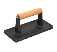 Nutrichef Steak Press Cast Iron, Heavy-Duty Grill Press with Silicone Handle, Speeds Up Cooking Time on Steak, Burger Patty, Meats, Bacon, Quesadillas & More, Leave an Attractive Mark on Any Meat