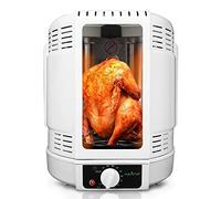 NutriChef Vertical Rotisserie Oven Roaster - Rotating Shawarma/Kebab Machine with Skewer and Rack, Basket Tower, Roasting Rack, Poultry Tower, Drip Tray - For Meat Chicken Turkey Lamb - PKRT15 White