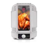 NutriChef Vertical Rotisserie Oven Roaster - Rotating Shawarma/Kebab Machine with Skewer and Rack, Basket Tower, Roasting Rack, Poultry Tower, Drip Tray - For Meat Chicken Turkey Lamb - PKRT15 White