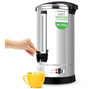 NutriChef Water Boiler and Hot Water Dispenser, 19L Electric Beverage Dispenser with Safety Lock Lid, Non-Drip Tap, Warm Function, Food Grade Stainless Steel, Home & Commercial Use, 19"x9"x9", Silver