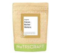 NutriCraft Organic Criollo Cacao Butter buttons - 250g, 100% Pure, Sustainably Sourced from Peru - For Baking, Chocolate Making, Body Butters and Soaps - Quick Melting, Rich Aroma - Rounds, Wafers