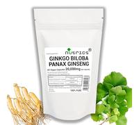 Nutrics® 20,000mg Ginkgo BILOBA & Korean Ginseng 60 V Capsules100% Pure Strong One A Day - Vegan Vegetarian - 60 Capsules (2 Months Supply)