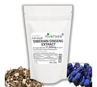 Nutrics® 21,000mg (per Capsule) Siberian Ginseng Extract 60 V Capsules - 0.8% Eleuth Strong One a Day - 100% Pure - Free from Fillers, Binders & Bulking Agents - Suitable for Vegan Vegetarian