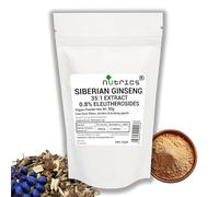 Nutrics® 35:1 Siberian Ginseng Extract 50g Powder 0.8% Eleuth - 100% Pure - Free from fillers, Binders & Bulking Agents (50g Extract Powder)
