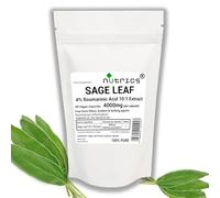 Nutrics® 4000mg Sage Leaf Extract 4% Rosmarinic Acid 90 V Capsules Strong One a Day 10:1 Extract Ratio 100% Pure No Fillers Binders or Bulking Agents Suitable for Vegan Vegetarian