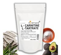Nutrics® 75g L CARNITINE L Tartrate Powder - Highly Bioavailable 100% Pure No Fillers, Binders or Bulking Agents - Vegan Vegetarian 75g