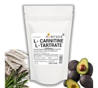 Nutrics® L Carnitine L Tartrate 650mg per Capsule, 90 V Capsules - Highly Bioavailable, 100% Pure, No Fillers, Binders or Bulking Agents - Vegetarian