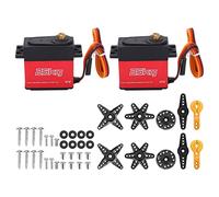 NutriEss 25KG DIGITAL SERVO HIGH TORQUE FULL METAL GEAR WATERPROOF RC CAR SERVO 2 SETS COMPATIBLE WITH 1/10 1/8 SCALE REMOTE CONTROL CARS RED ALUMINUM ALLOY 40X20X40.5MM