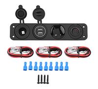 NutriEss 4 in 1 Toggle Switch Panel Dual USB Voltmeter Red for Car Boat Marine Truck (Luz roja)