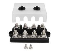 NutriEss Bus Bar Marine RV Battery Terminal Power Distribution Block 2 Row M8 Stud DC12 48V 150A Black ABS Zinc Alloy Brass Nylon for Cars Motor Homes Ships Yachts Power Systems
