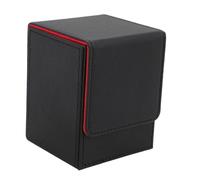 NutriEss Card Deck Box PU Leather Scratch Resistant Vertical 100 Card Storage Case for TCG MTG Gaming with Sturdy Design for Card Organization (Negro y Rojo)