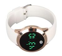 NutriEss Digital Sealed Watch Multifunctional Stylish Color Touch Screen Countdown Timer 12 24 Hours Sports Watch Silver Shell White Belt Small for Outdoor Activities (Small)