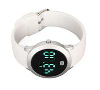 NutriEss Digital Sealed Watch Multifunctional Stylish Color Touch Screen Countdown Timer 12 24 Hours Sports Watch Silver Shell White Belt Small for Outdoor Activities (Small)