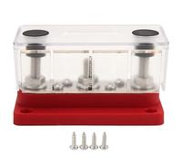 NutriEss Power Distribution Block Terminal Stud Marine Bus Bar with Cover M8 Terminal Stud M4 Screw 12V to 48V 150A for Cars Trucks RVs Boats Industrial Equipment (Rojo)