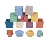 NutriEss Soft Stacking Building Blocks Silicone Material Bright Color Sensory Educational Toy Set Early Development Grasping Play Gear for Toddlers Over 6 Months Old