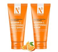 Nutriglow Advanced Organics Vitamin C Face Wash (100Gm) Vitamin Facial Scrub (100Gm) for Dark Spot Reduction - Combo Pack of 2