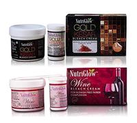 Nutriglow Gold Kesar Bleach Cream & Wine Bleach Cream for Skin Cell Repair, Natural Glow, Hydration, Cover Up Unwanted Hair, 43G Each, Pack of 2