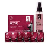 Nutriglow Natural's Advanced Pro Formula Wine Facial Kit (60Gm) and Red Wine Facial Toner (100Ml) for Detoxifies Skin, Fights Acne & Remove Blackheads, Pack of 2