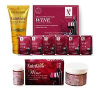 Nutriglow Natural's Advanced Pro Formula Wine Facial Kit (60Gm) Wine Bleach (43Gm) & Gold Radiance Booster Foam Face Wash (65Ml) for Glowing Skin, Tan Removal Treatment, Pack of 3