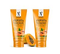 Nutriglow Natural's Papaya Facial Scrub (100Gm) & Papaya Sunscreen SPF 50 (100Gm) for Brighter Skin