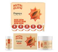 Nutriglow Papaya Fruit Facial Kit(250gm + 10Ml) & Papaya Fruit Beach Cream(43Gm) for Youthful Glow, Deep Exfoliation, Lightening Facial Hair, Dark Spot Corrector, All Skin Types, Pack of 2