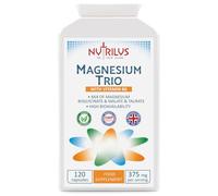 Nutrilus Magnesium Trio Complex with Vitamin B6 120 Capsules 375mg | Magnesium Bisglycinate & Malate & Taurate - Vegan - UK Made Supplement